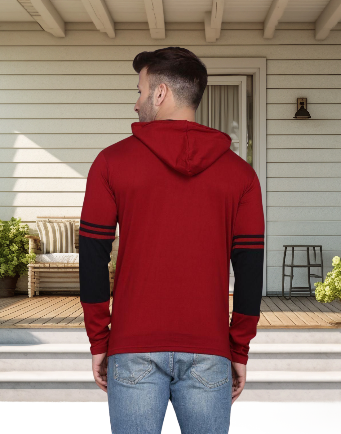 Cotton Solid Full Sleeves Hooded T-Shirts, cotton t shirt for mens, Men's T-Shirts, cotton t shirt for men